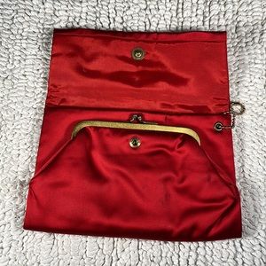 Vintage Red Satin Evening Bag Dressy Purse